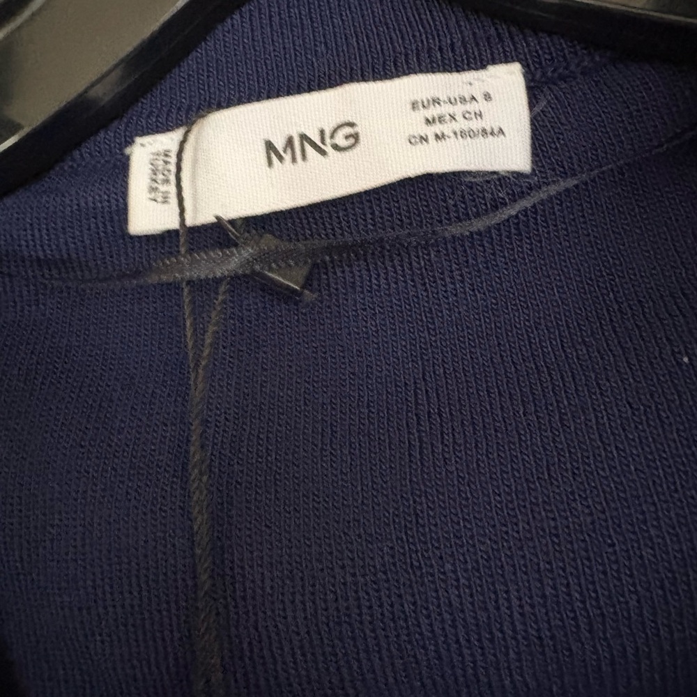 Mango Navy Ruched Button-Down Shirt - Picture 4 of 4